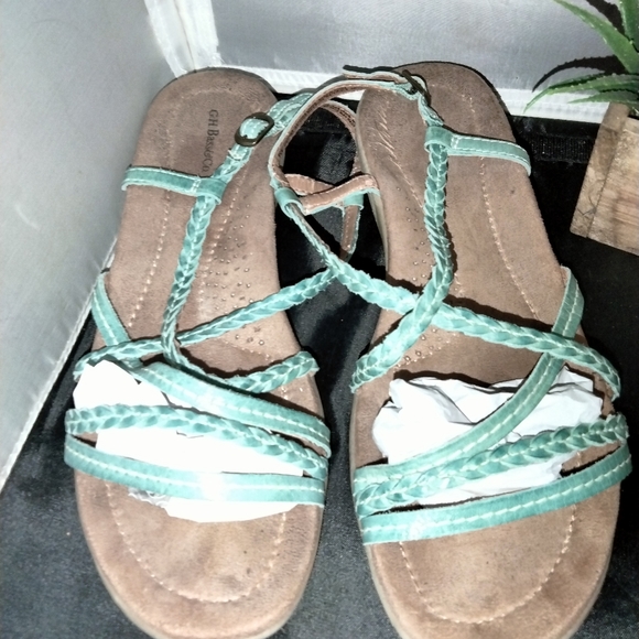 Women's GH bass and Co strappy blue leather boho sandal shoes size 9.5 - Picture 2 of 10